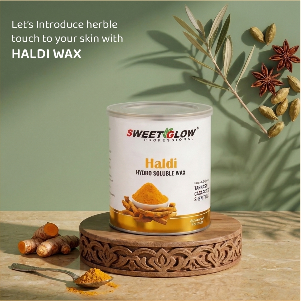 Sweet Glow Hydrosoluble Haldi Wax | Gentle Hair Removal, Skin Brightening & Natural Glow | Turmeric-Infused Easy Wash-Off Formula | Professional Salon Use