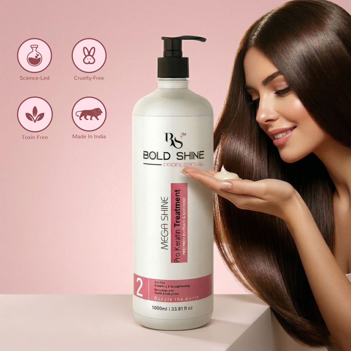 Sweet Glow Professional Mega Shine Pro Keratin Treatment | Smooth, Frizz-Free & Intense Shine | Hair Repair & Strengthening Formula | 125gm