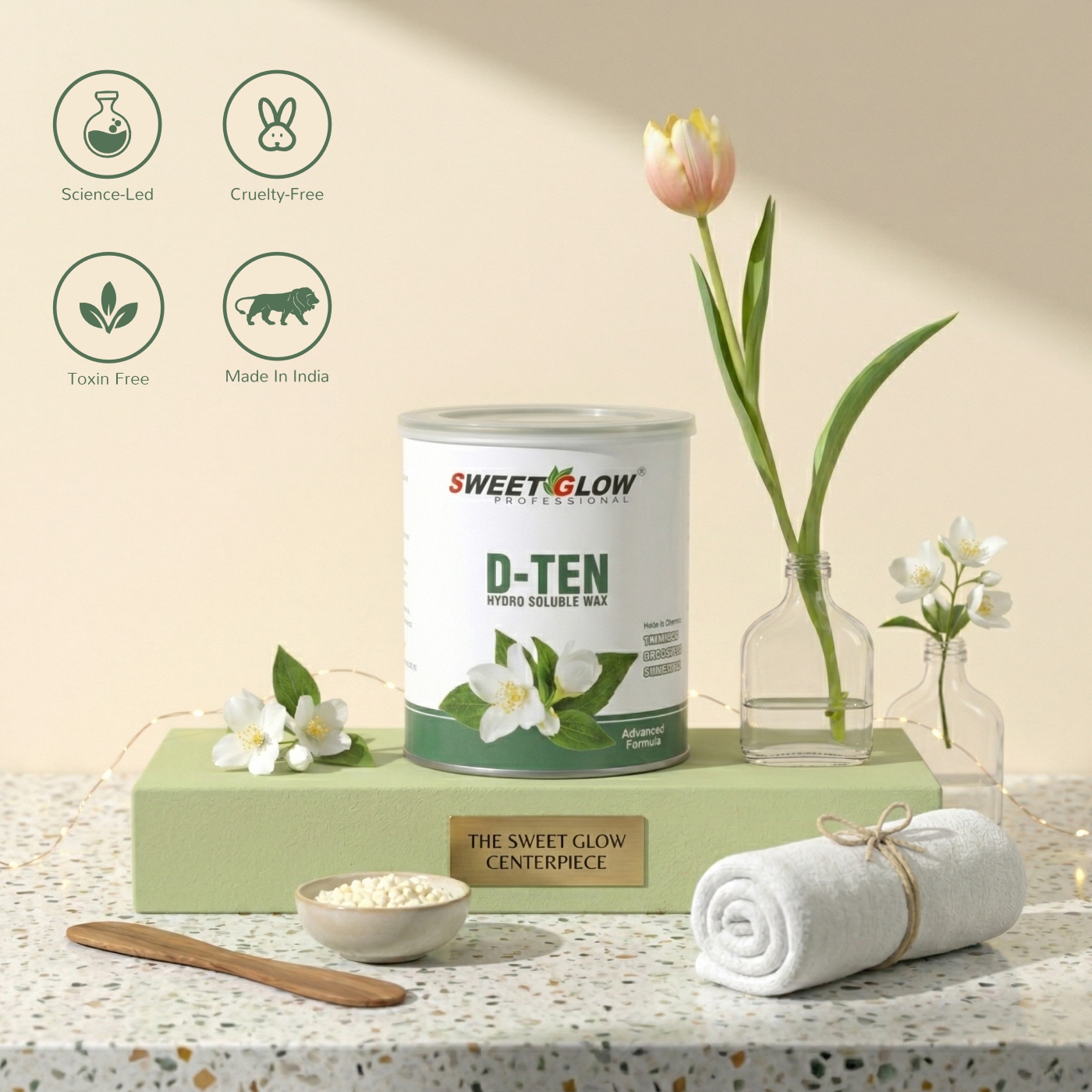 Sweet Glow Hydrosoluble De-Tan Wax | Gentle Hair Removal, Tan Reduction & Smooth Radiant Skin | Easy Wash-Off Sugar-Based Formula | Professional Salon Use