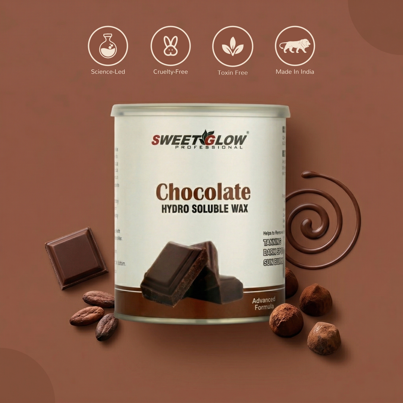 Sweet Glow Professional Dark Chocolate Cream Liposoluble Wax | Nourishing Hair Removal Formula | Smooth & Gentle Waxing | Professional Salon Use 800 gm