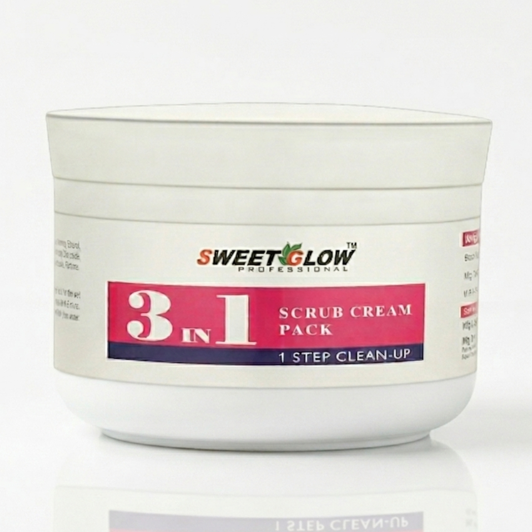 Sweet Glow Professional 3 in 1 Skin Polishing Scrub Cream Pack | Deep Cleansing, Exfoliation & Skin Brightening | Professional Salon Cleanup Formula | 100 gm