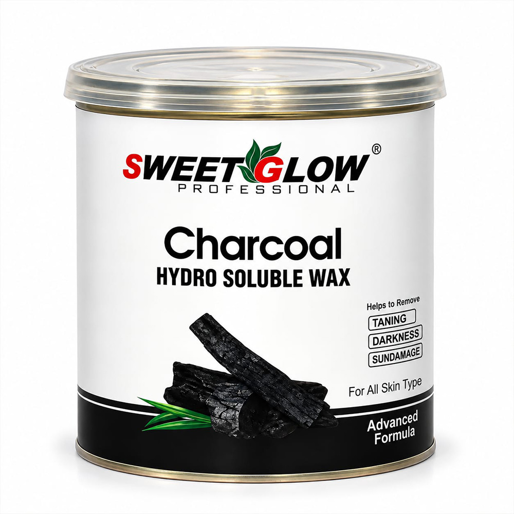 Sweet Glow Professional Charcoal Hydro Soluble Wax (800 Grams) | Arms, Legs & Full Body Hair Removal | Tanning, Darkness & Sun Damage Removal | For All Skin Types | Men & Women