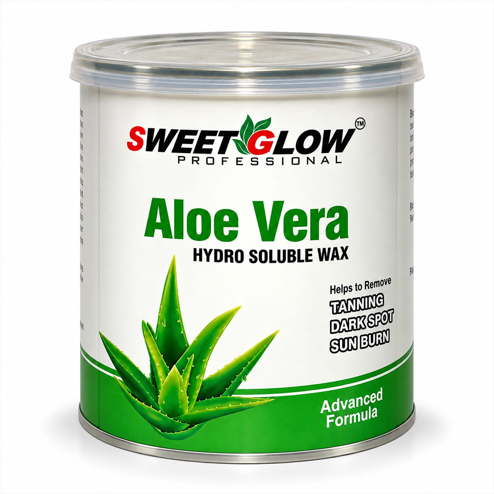 Sweet Glow Professional Aloe Vera Hydro Soluble Wax (800 Grams) | Arms, Legs & Full Body Hair Removal | Tan, Dark Spot & Sun Burn Removal | All Skin Types | Men & Women