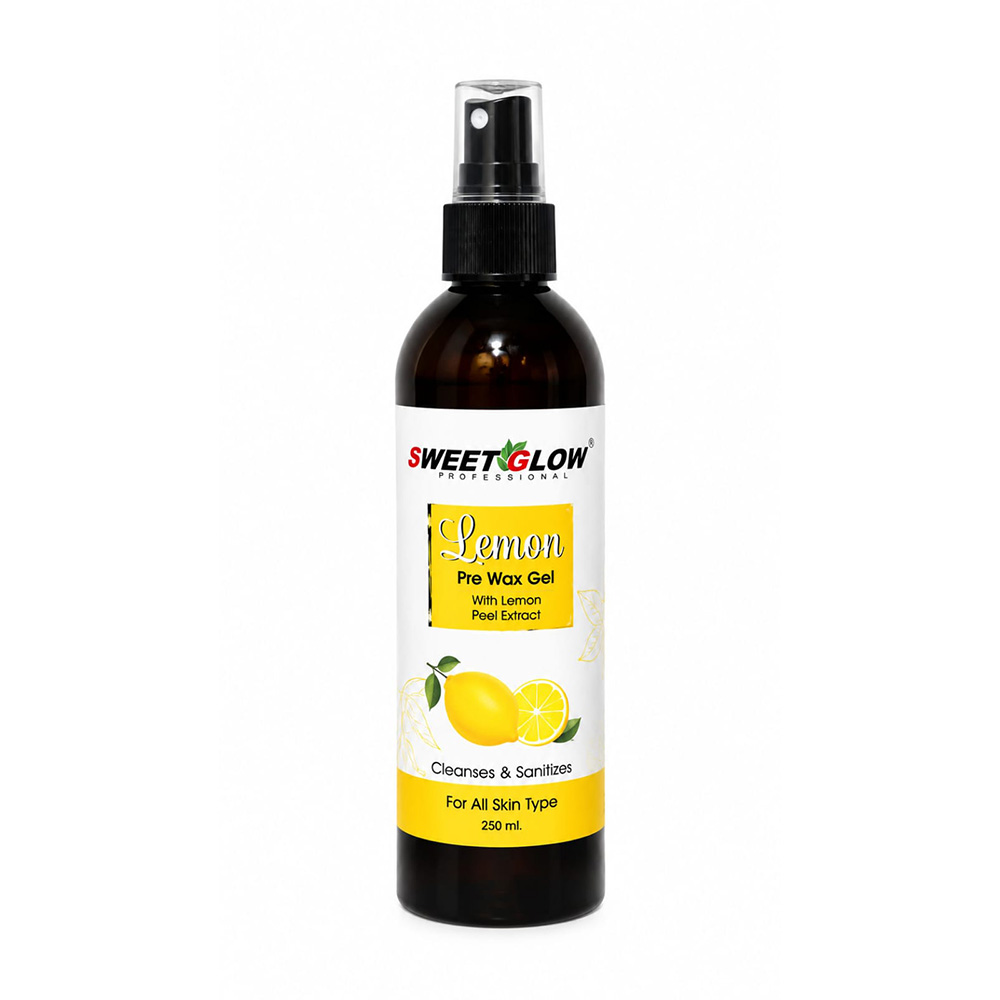 Sweet Glow Lemon Pre Wax Gel 250 ml cleanses and sanitizes skin before waxing for smooth, professional hair removal.