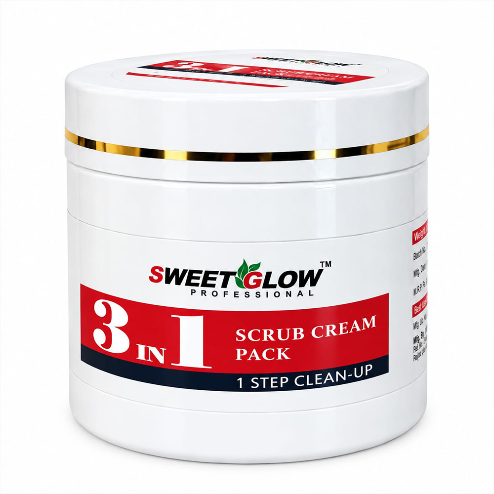 Sweet Glow Professional 3 in 1 Skin Polishing Scrub Cream Pack | Deep Cleansing, Exfoliation & Skin Brightening | Professional Salon Cleanup Formula | 500 gm